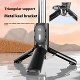 P08Y-Pro-F2-Portable-Travel-Selfie-Stick-Tripod-Mini-MagSafe-Phone-Stand-with-Remote-Control-and-Fill-Lights(Black)