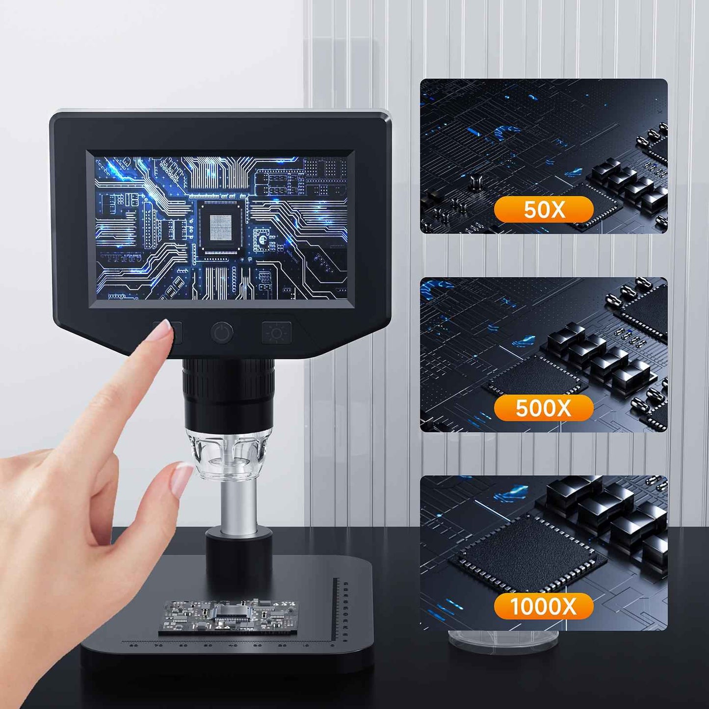 P220-4.3-inch-200W-Pixel-1000x-HD-Microscope(Black)