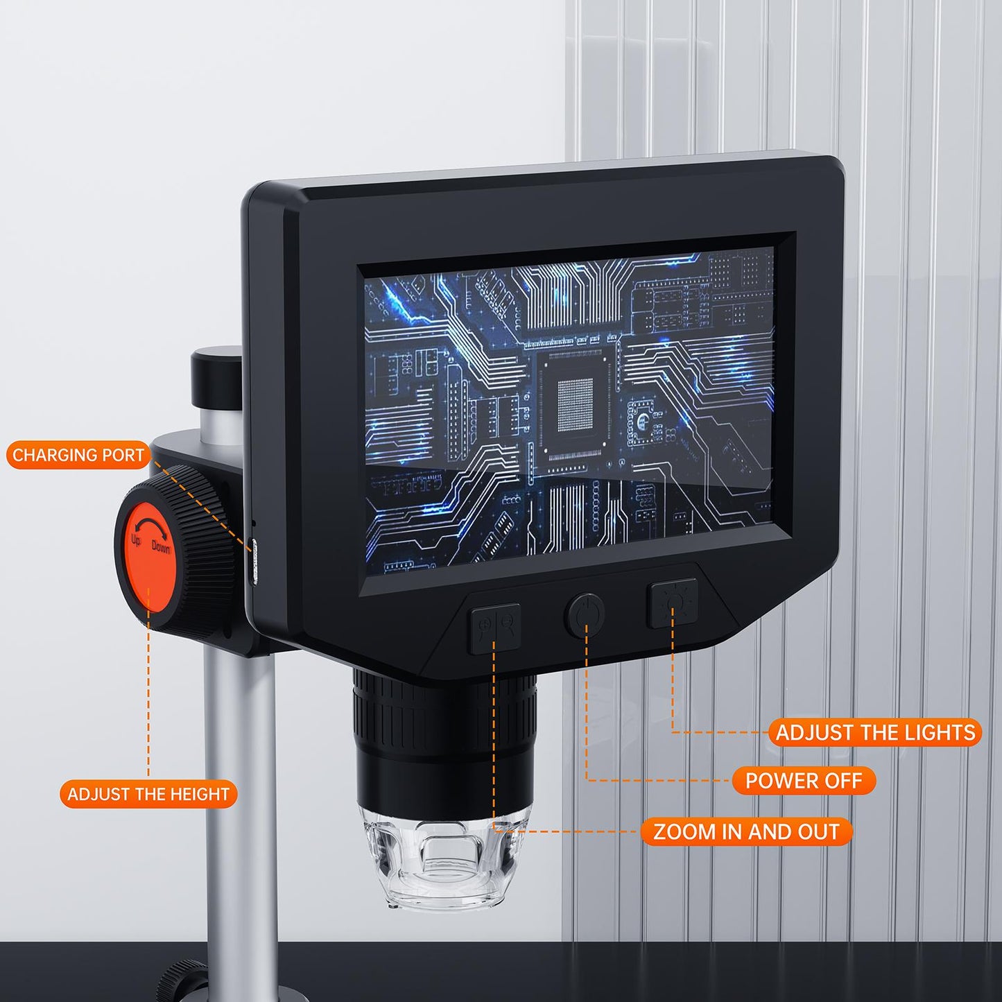 P220-4.3-inch-200W-Pixel-1000x-HD-Microscope(Black)