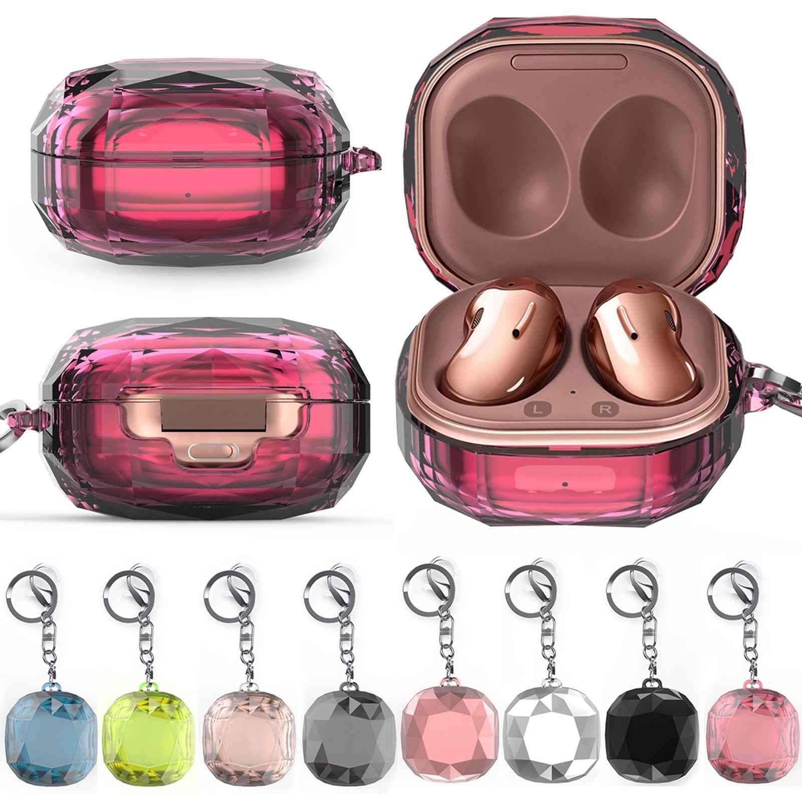 PC-Diamond-Pattern-Earphone-Protective-Case-For-Samsung-Galaxy-Buds-Live-/-Buds-2-/-Buds-Pro(Electroplated-Black)