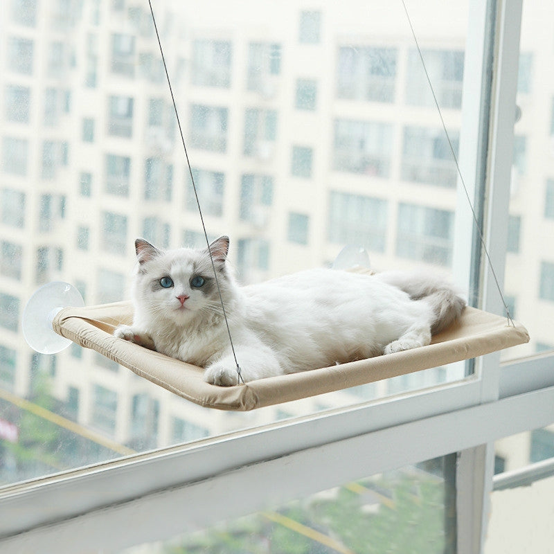 Pets-Suction-Cup-Cat-Hammock-Window-Hanging-Hammock(Khaki)