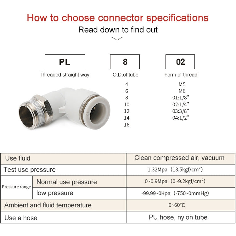 PL6-02-LAIZE-2pcs-PL-Elbow-Pneumatic-Quick-Fitting-Connector