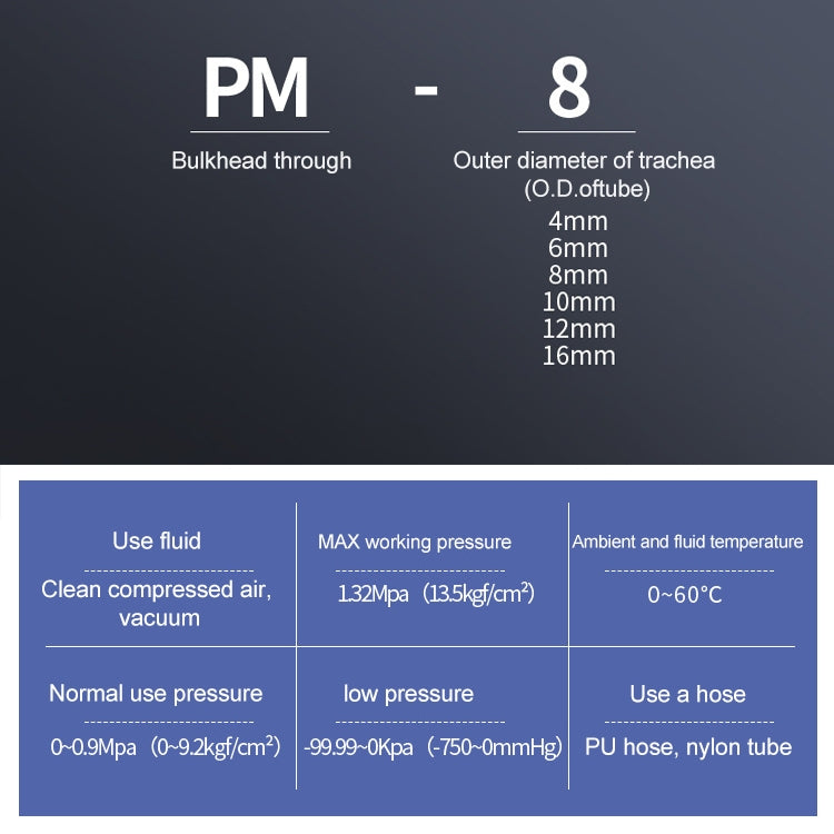 PM-6-LAIZE-10pcs-PM-Bulkhead-Straight-Pneumatic-Quick-Connector