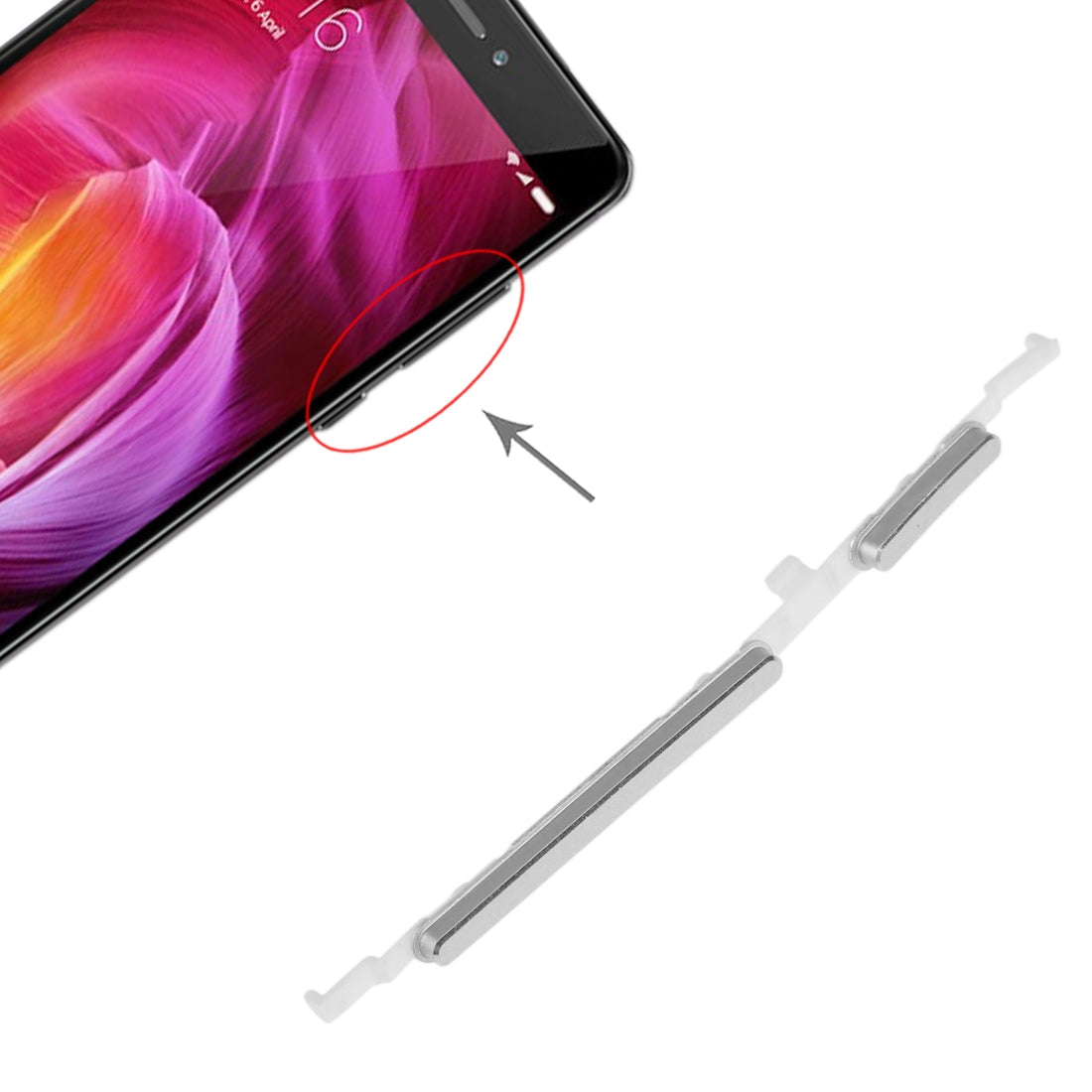 Power-Button-and-Volume-Control-Button-for-Xiaomi-Redmi-Note-4(Silver)