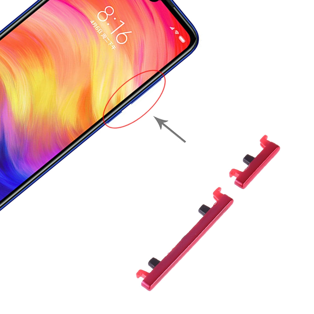 Power-Button-and-Volume-Control-Button-for-Xiaomi-Redmi-Note-7-Pro-/-Redmi-Note-7(Red)