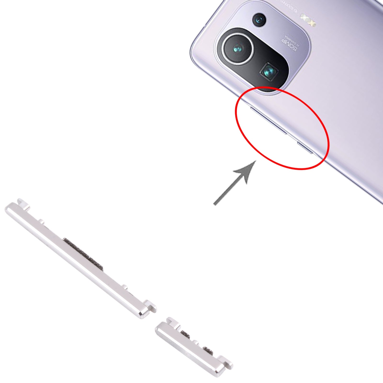 Power-Button-and-Volume-Control-Button-for-Xiaomi-Mi-11-Pro-M2102k1AC-(Silver)