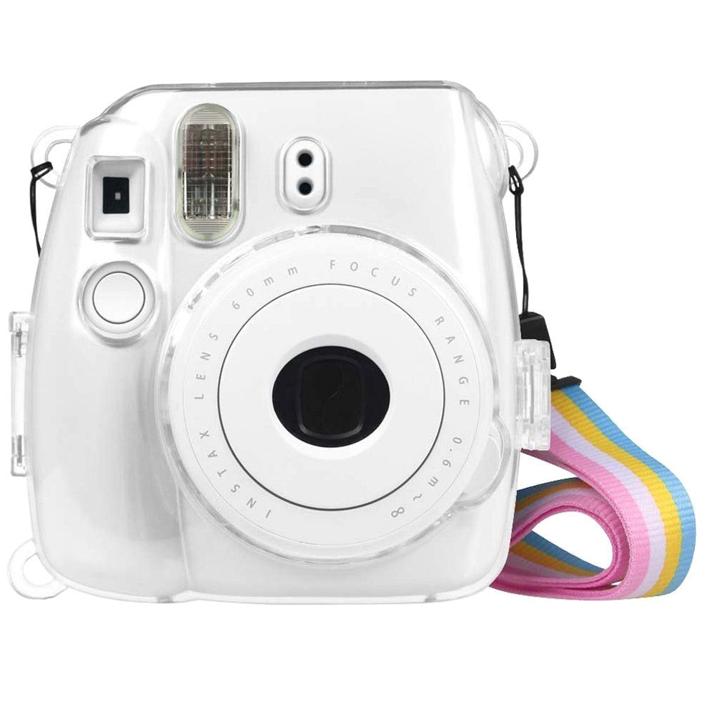 Protective-Crystal-Shell-Case-with-Strap-for-FUJIFILM-instax-mini-9-/-mini-8+-/-mini-8(Transparent)