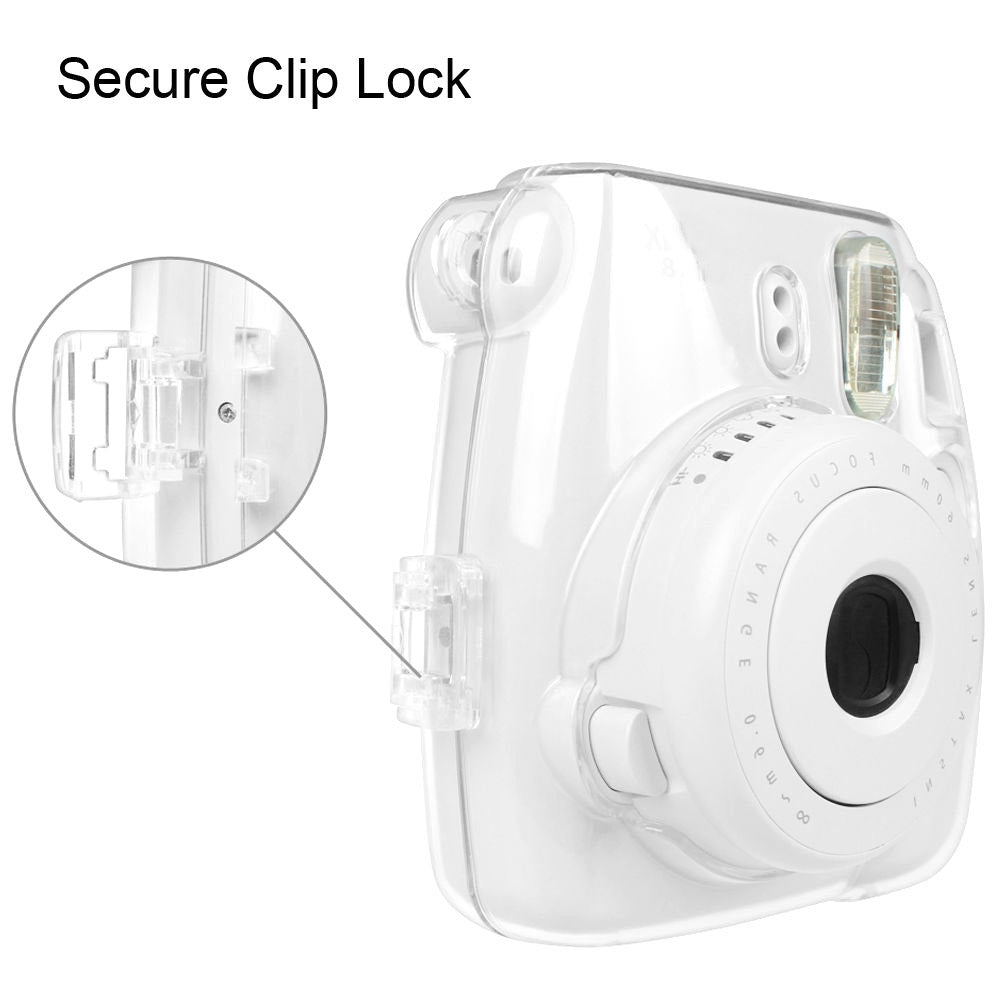 Protective-Crystal-Shell-Case-with-Strap-for-FUJIFILM-instax-mini-9-/-mini-8+-/-mini-8(Transparent)