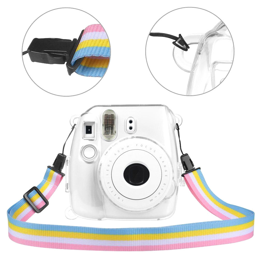 Protective-Crystal-Shell-Case-with-Strap-for-FUJIFILM-instax-mini-9-/-mini-8+-/-mini-8(Transparent)