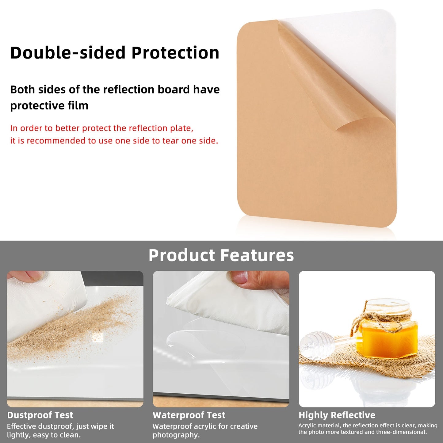 PULUZ-20cm-Photography-Acrylic-Reflective-Display-Table-Background-Board(White)