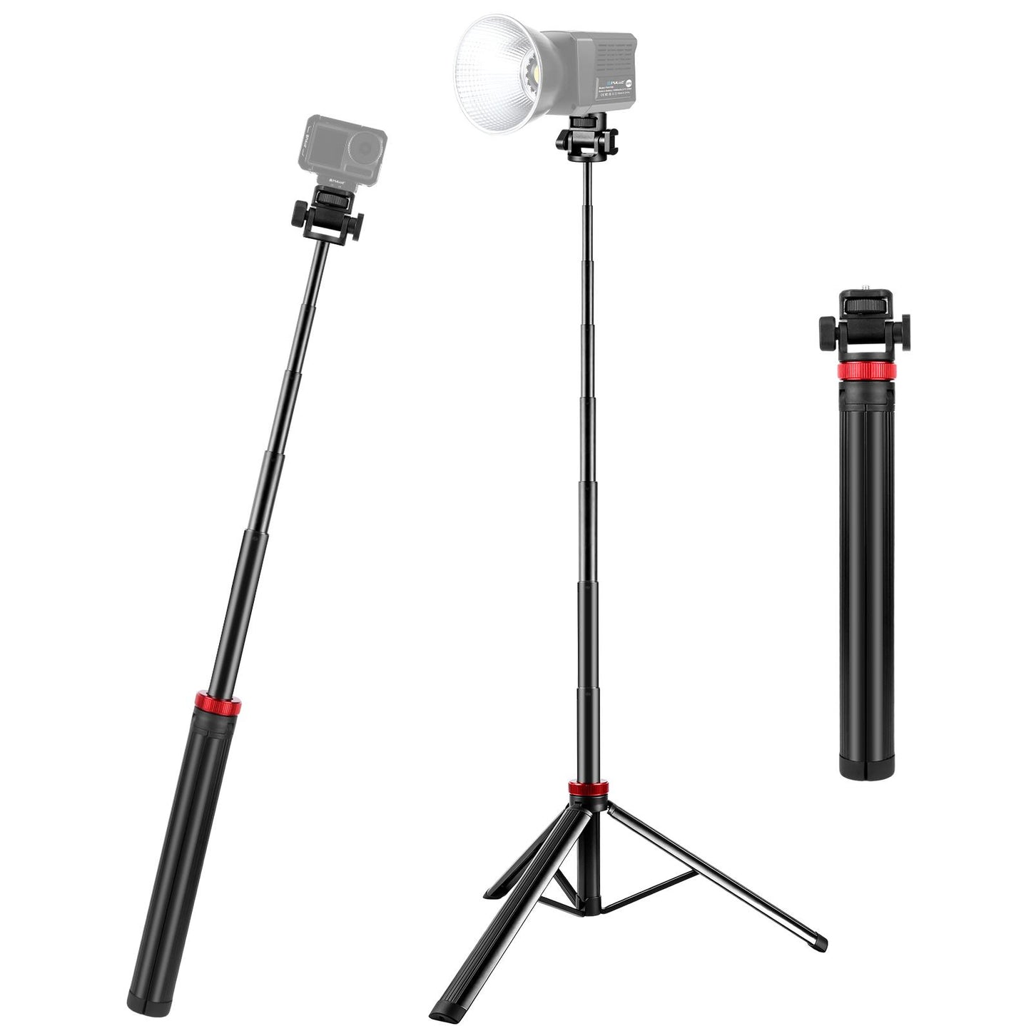 PULUZ-2m-8-section-Aluminum-Alloy-Broadcast-Fill-Light-Bracket-Telescopic-Tripod-(Black)