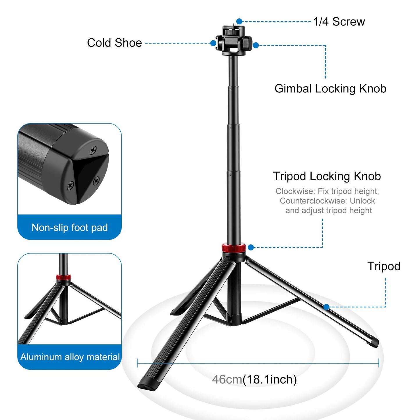 PULUZ-2m-8-section-Aluminum-Alloy-Broadcast-Fill-Light-Bracket-Telescopic-Tripod-(Black)