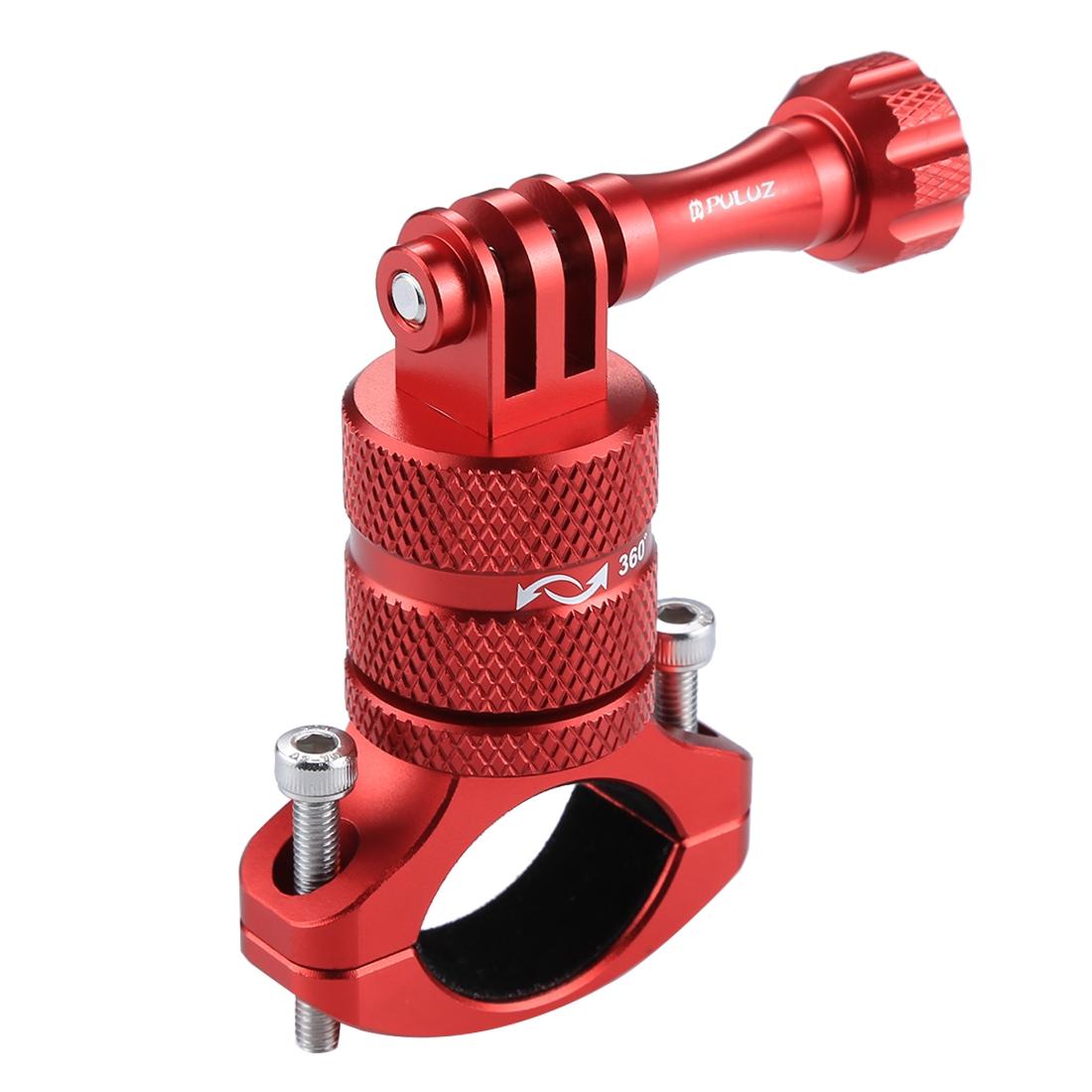 PULUZ-360-Degree-Rotation-Bike-Aluminum-Handlebar-Adapter-Mount-with-Screw-for-GoPro,-Insta360,-DJI-and-Other-Action-Cameras(Red)