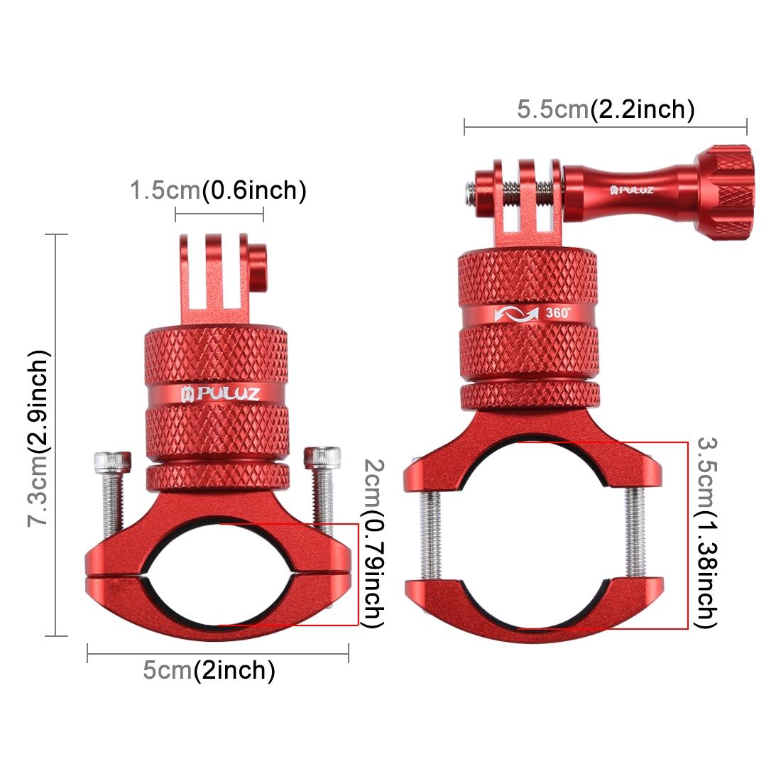 PULUZ-360-Degree-Rotation-Bike-Aluminum-Handlebar-Adapter-Mount-with-Screw-for-GoPro,-Insta360,-DJI-and-Other-Action-Cameras(Red)