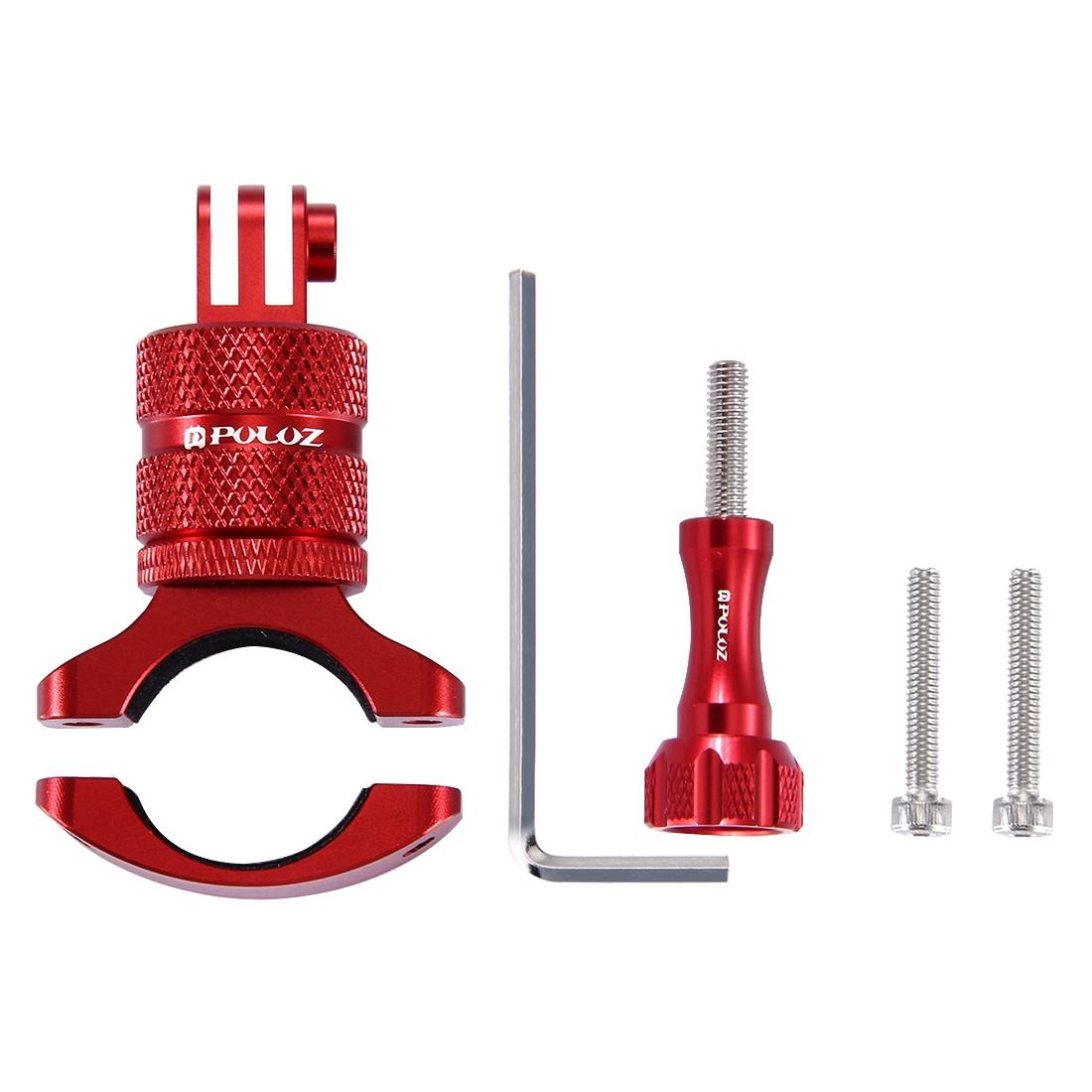 PULUZ-360-Degree-Rotation-Bike-Aluminum-Handlebar-Adapter-Mount-with-Screw-for-GoPro,-Insta360,-DJI-and-Other-Action-Cameras(Red)
