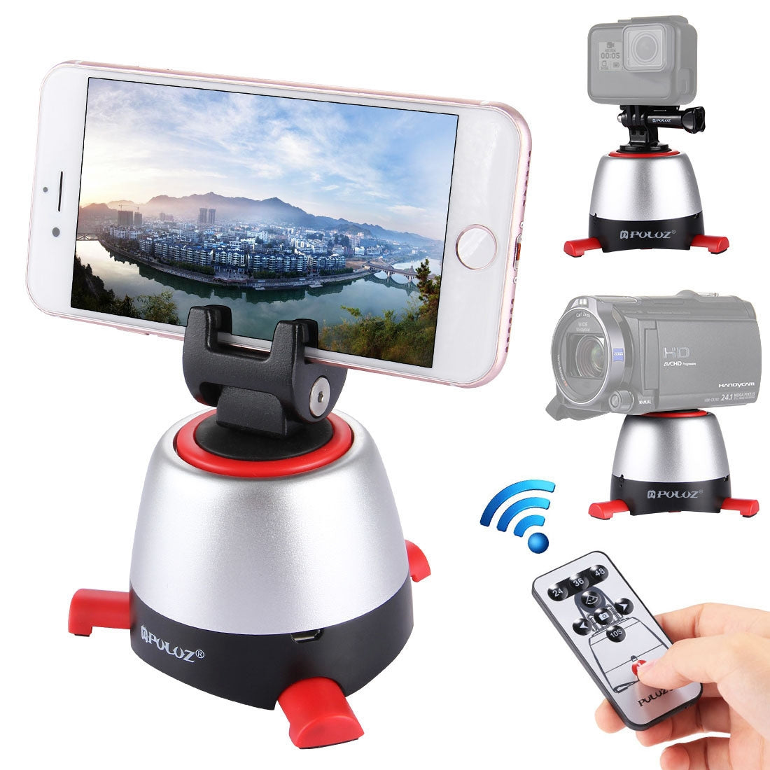 Panoramic-Head-with-Remote-for-Smartphones,-GoPro-and-Action-Cameras