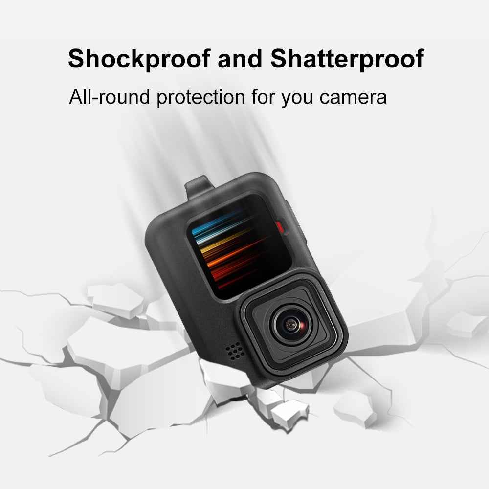 PULUZ-for-GoPro-HERO12-Black-/11-Black-/10-Black-/9-Black-Silicone-Protective-Case-Cover-with-Wrist-Strap-&-Lens-Cover(Black)