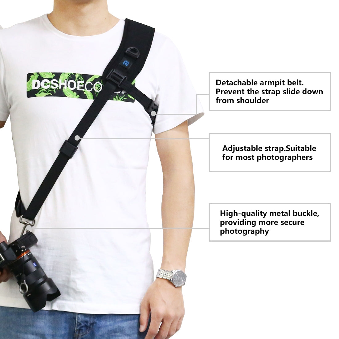 PULUZ-Quick-Release-Anti-Slip-Soft-Pad-Nylon-Breathable-Curved-Camera-Strap-with-Metal-Hook-for-SLR-/-DSLR-Cameras
