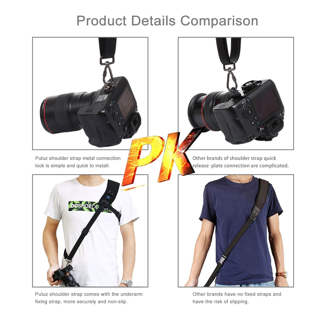 PULUZ-Quick-Release-Anti-Slip-Soft-Pad-Nylon-Breathable-Curved-Camera-Strap-with-Metal-Hook-for-SLR-/-DSLR-Cameras