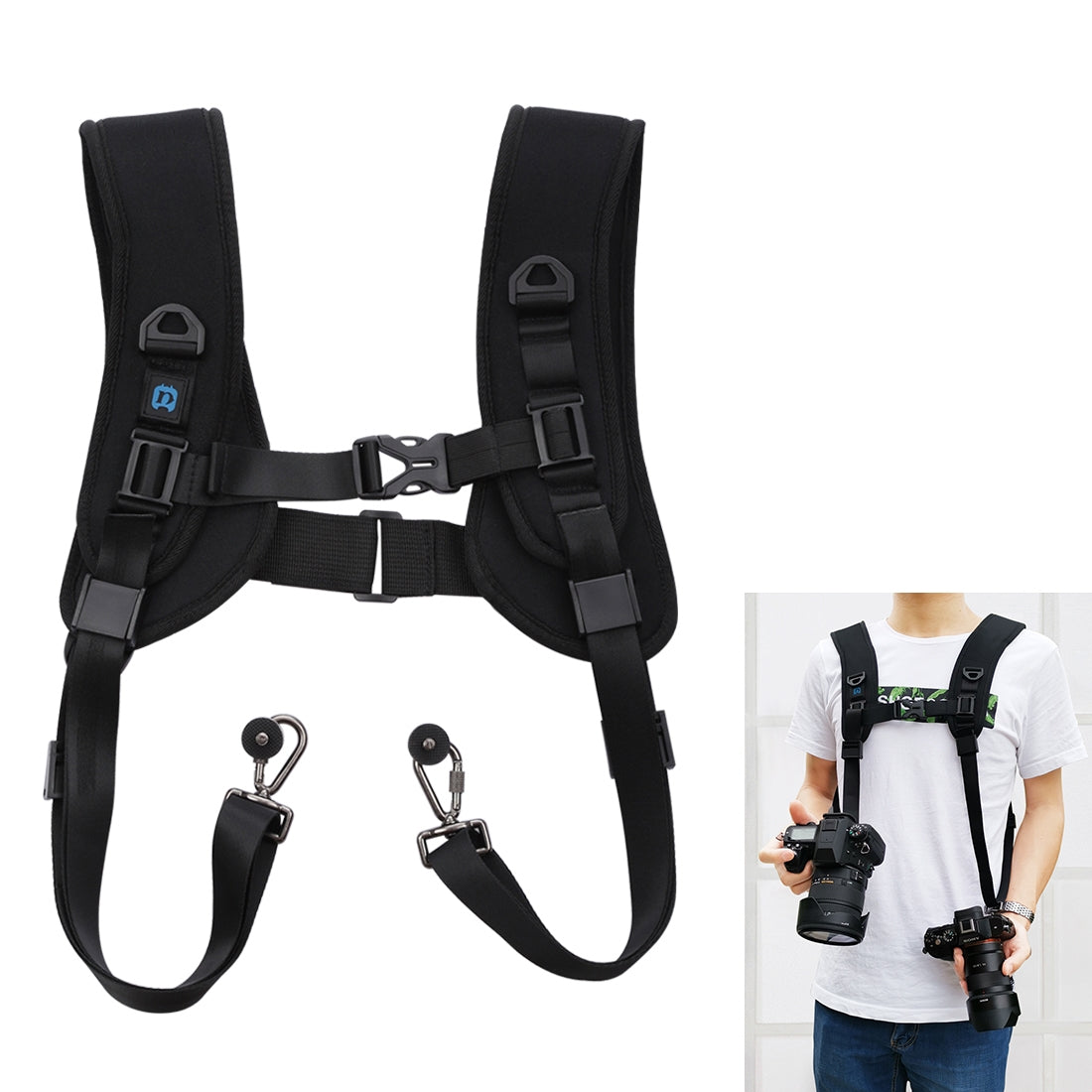 PULUZ-Quick-Release-Double-Shoulder-Harness-Soft-Pad-Decompression-Foam-Strap-Belt-for-DSLR-Digital-Cameras