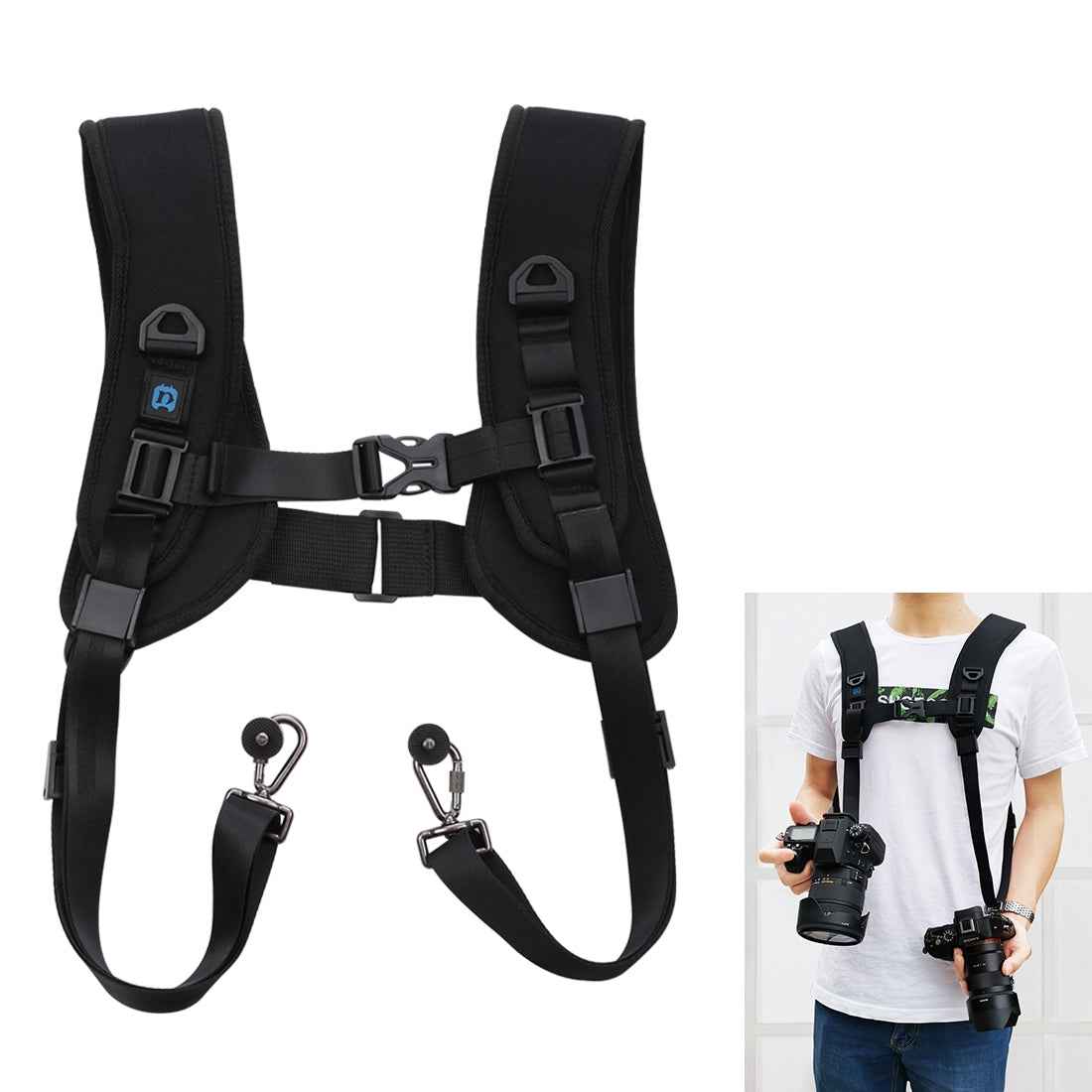 PULUZ-Quick-Release-Double-Shoulder-Harness-Soft-Pad-Decompression-Foam-Strap-Belt-for-DSLR-Digital-Cameras