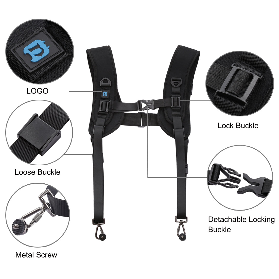 PULUZ-Quick-Release-Double-Shoulder-Harness-Soft-Pad-Decompression-Foam-Strap-Belt-for-DSLR-Digital-Cameras