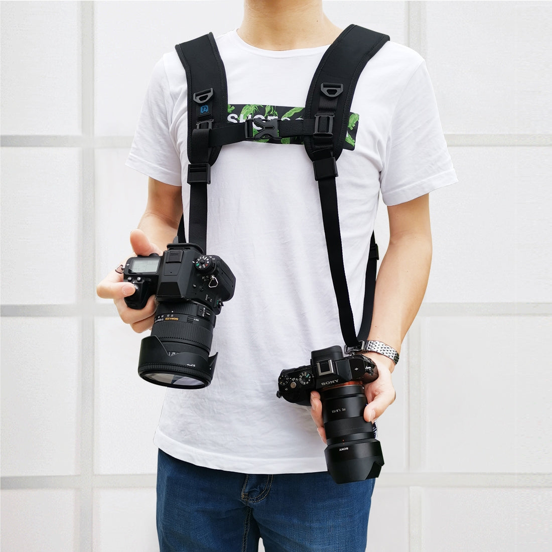 PULUZ-Quick-Release-Double-Shoulder-Harness-Soft-Pad-Decompression-Foam-Strap-Belt-for-DSLR-Digital-Cameras