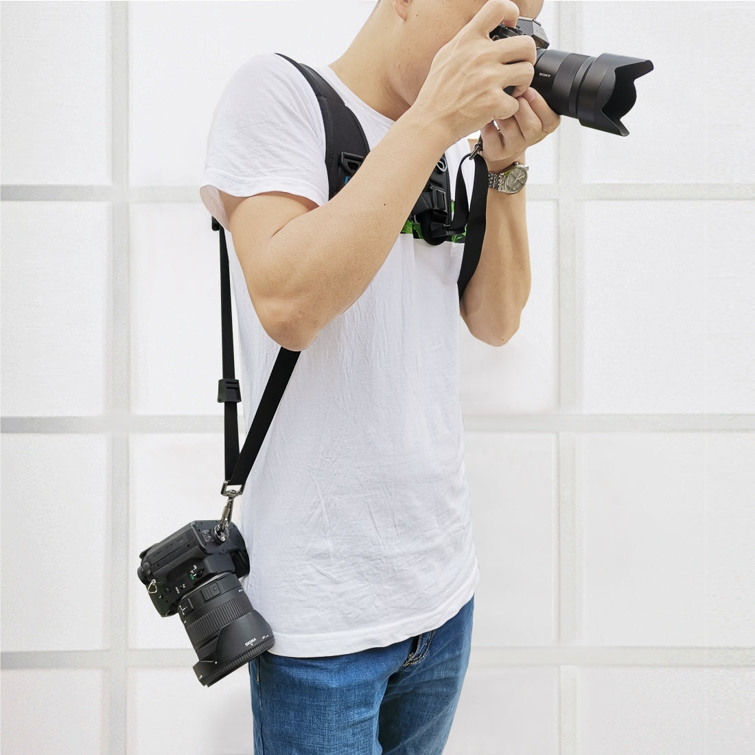 PULUZ-Quick-Release-Double-Shoulder-Harness-Soft-Pad-Decompression-Foam-Strap-Belt-for-DSLR-Digital-Cameras