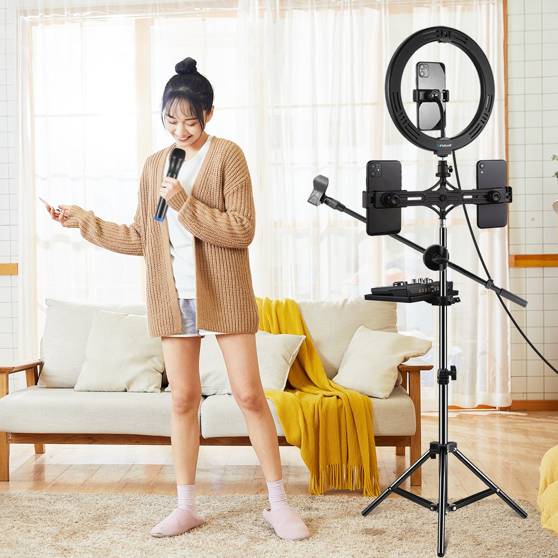 PULUZ-Standard-Version-Live-Tripod-Sound-Card-Tray,-Size:-16.5-x-22cm-(Black)