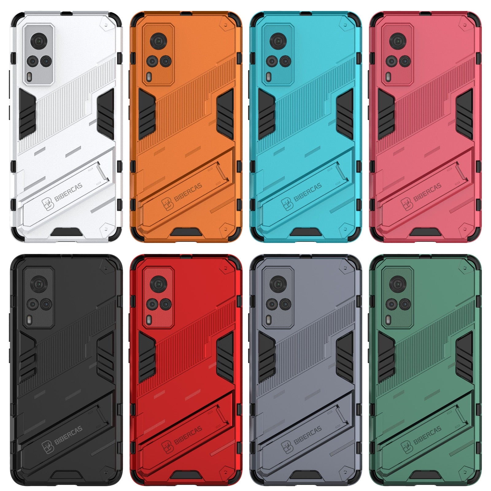 Punk-Armor-2-in-1-PC-+-TPU-Shockproof-Case-with-Invisible-Holder-For-vivo-X60-5G(Grey)