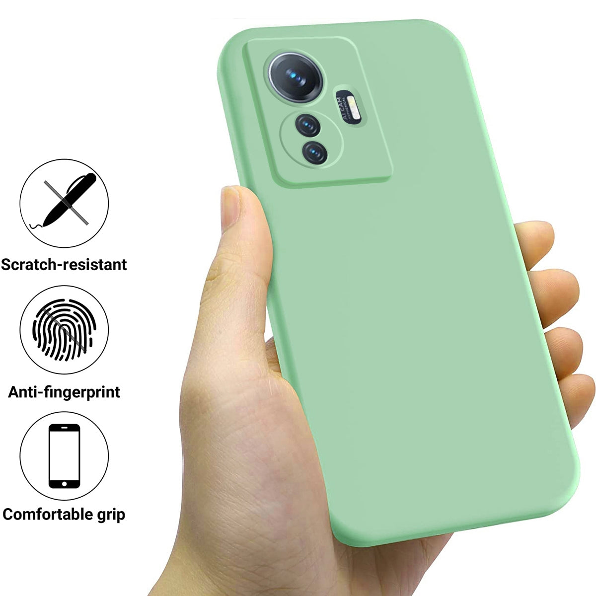 Pure-Color-Liquid-Silicone-Shockproof-Phone-Case-For-vivo-Y77-5G-Global-/-Y77e-/-IQOO-Z6-Lite-5G(Green)