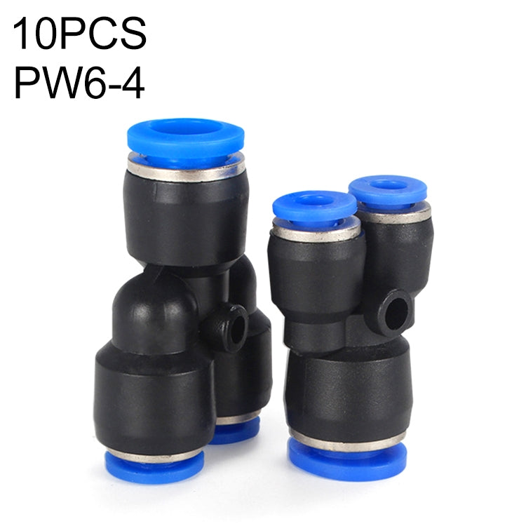 PW6-4-LAIZE-10pcs-Plastic-Y-type-Tee-Reducing-Pneumatic-Quick-Fitting-Connector