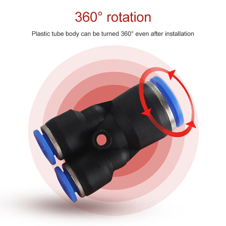 PW6-4-LAIZE-10pcs-Plastic-Y-type-Tee-Reducing-Pneumatic-Quick-Fitting-Connector