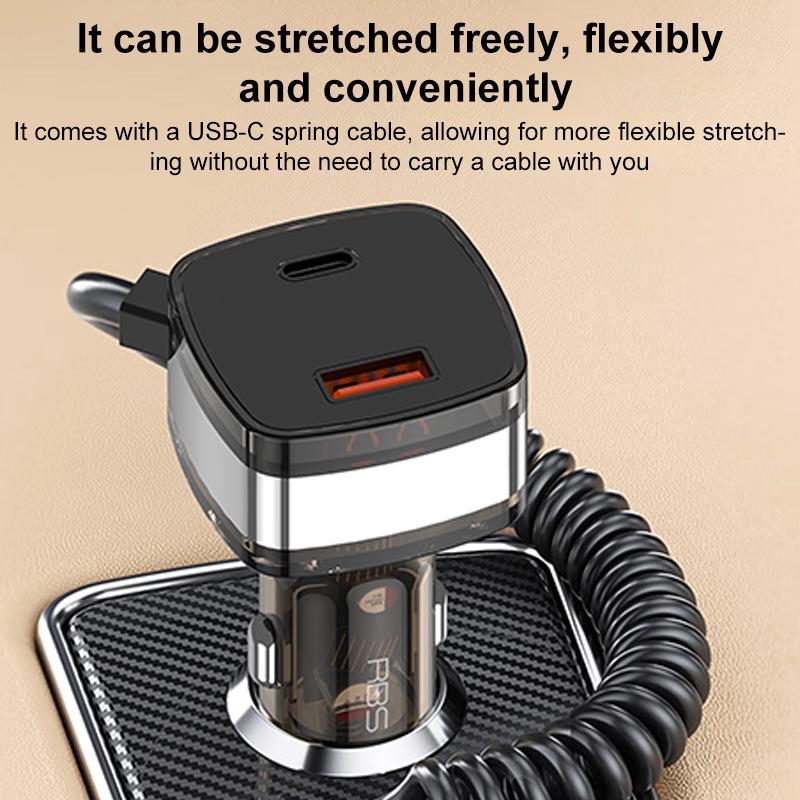 RBS-CC21-90W-USB-A-and-USB-C-/-Type-C-Ports-Car-Charger-with-1.2m-Retractable-Type-C-Cable(Black)