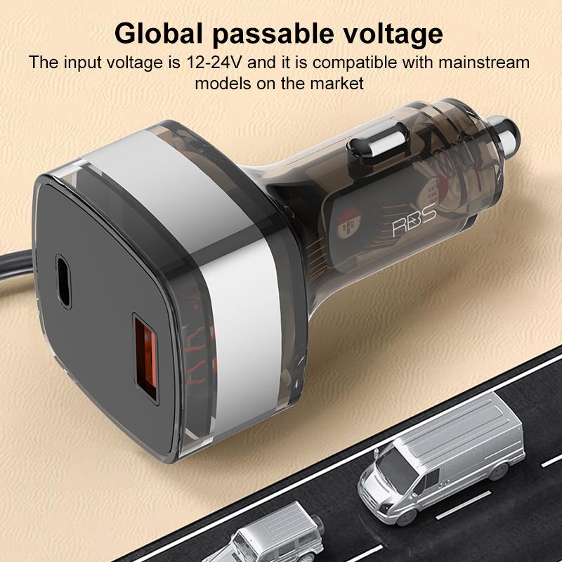 RBS-CC21-90W-USB-A-and-USB-C-/-Type-C-Ports-Car-Charger-with-1.2m-Retractable-Type-C-Cable(Black)