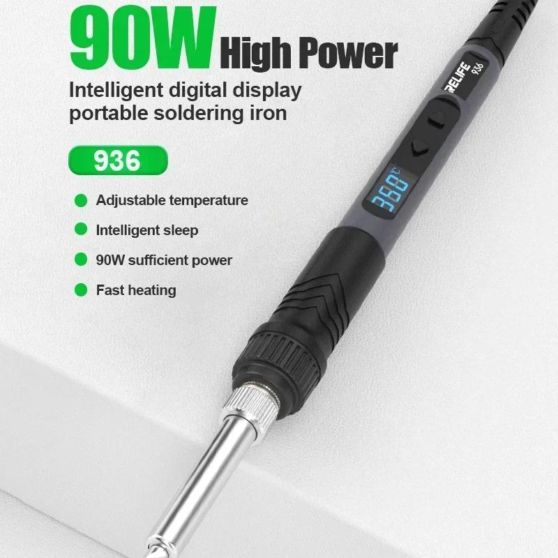 RELIFE-936-90W-High-Power-Internal-Heating-Smart-Digital-Display-Soldering-Iron,-US-Plug