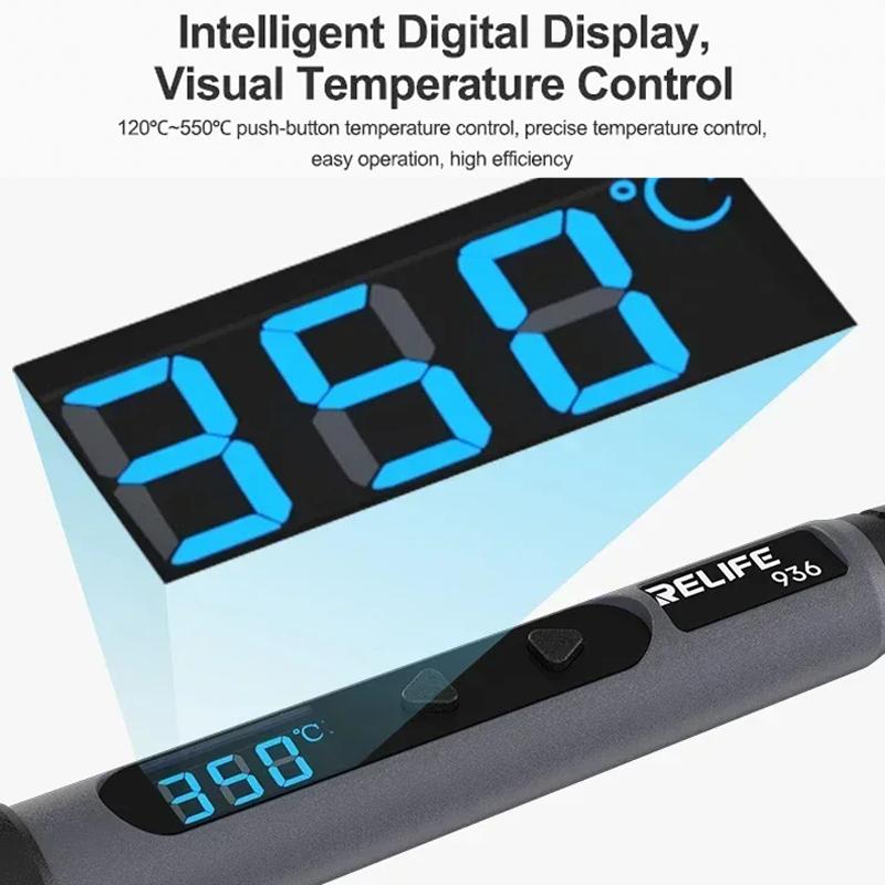 RELIFE-936-90W-High-Power-Internal-Heating-Smart-Digital-Display-Soldering-Iron,-US-Plug