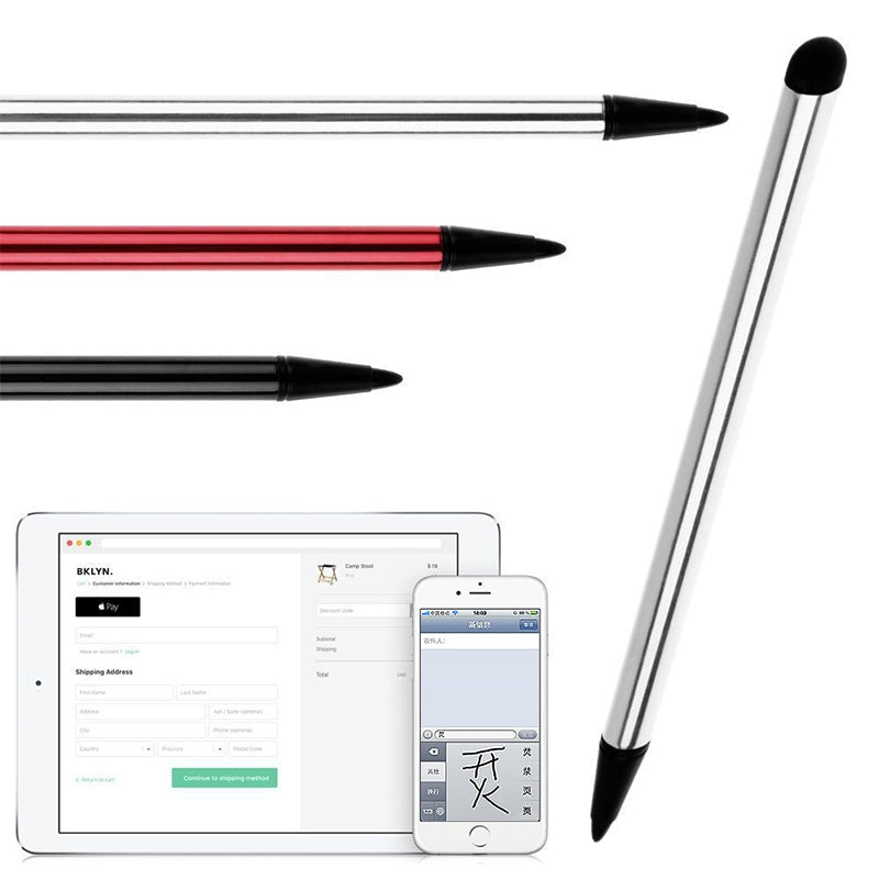 Resistive-Capacitive-Touch-Screen-Precision-Touch-Double-Tip-Stylus-Pen(Silver)