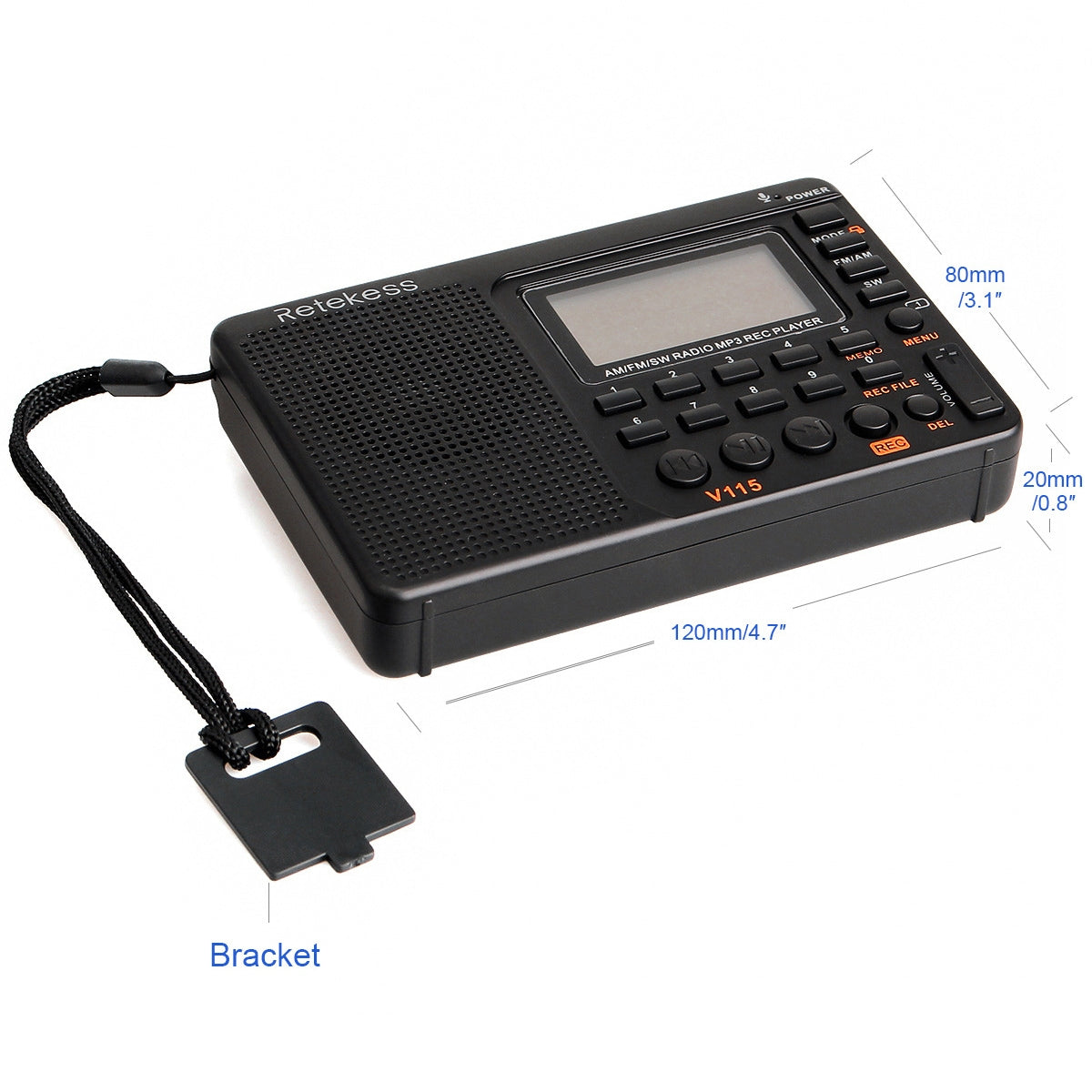 Retekess-V-115-Full-Band-Radio-FM-AM-Portable-MP3-Player(Black)