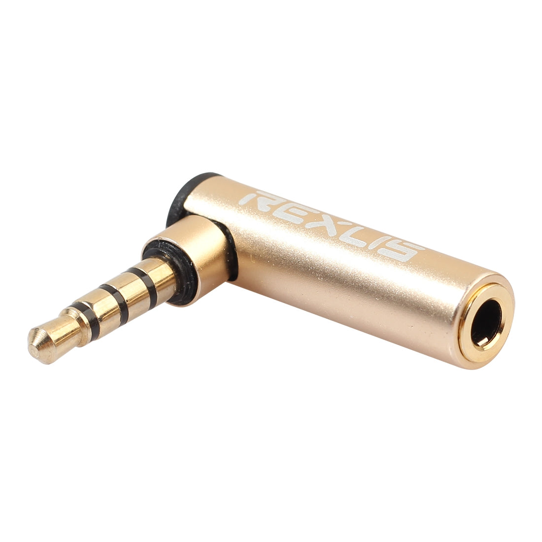 REXLIS-BK3567-3.5mm-Male-+-3.5mm-Female-L-shaped-90-Degree-Elbow-Gold-plated-Plug-Gold-Audio-Interface-Extension-Adapter-for-3.5mm-Interface-Devices,-Support-Earphones-with-Microphone