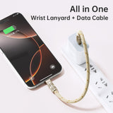 ROCK-R15-Type-C-to-8-Pin-27W-Phone-Lanyard-Fast-Charging-Zinc-Alloy-Data-Cable,-Length:30cm(Black)