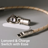 ROCK-R15-Type-C-to-8-Pin-27W-Phone-Lanyard-Fast-Charging-Zinc-Alloy-Data-Cable,-Length:30cm(Black)