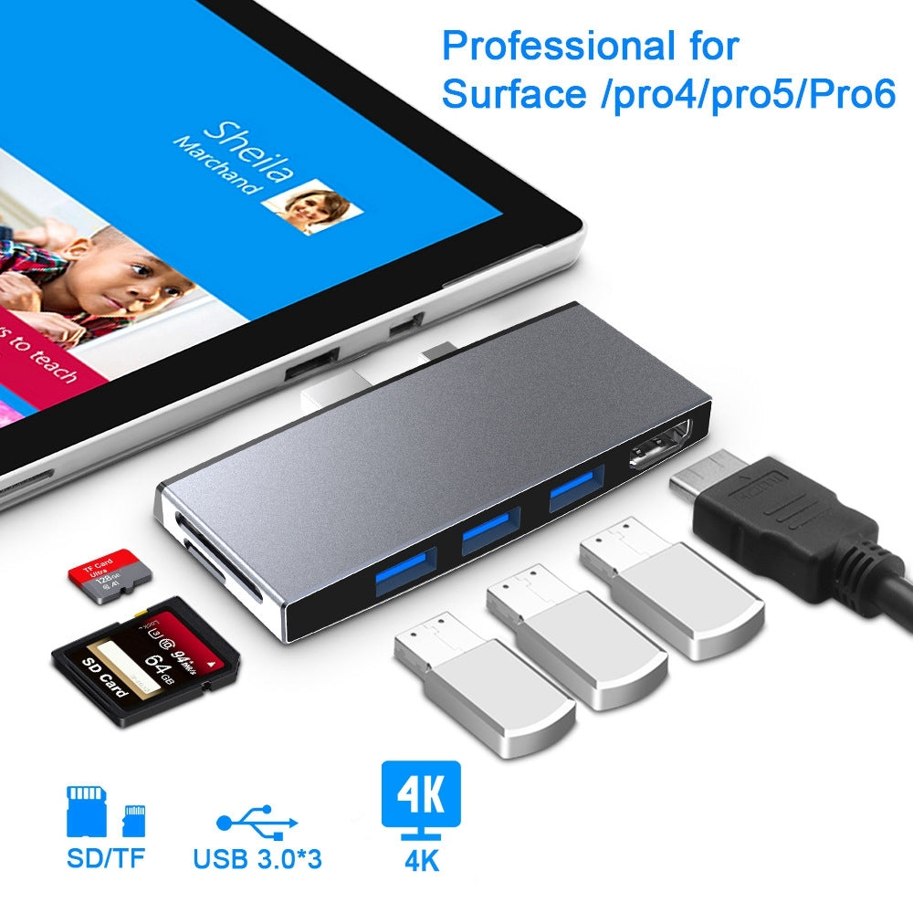 Rocketek-SUR758-6-in-1-USB-3.0-/-4K-HDMI-/-SD-/-TF-HUB-Adapter