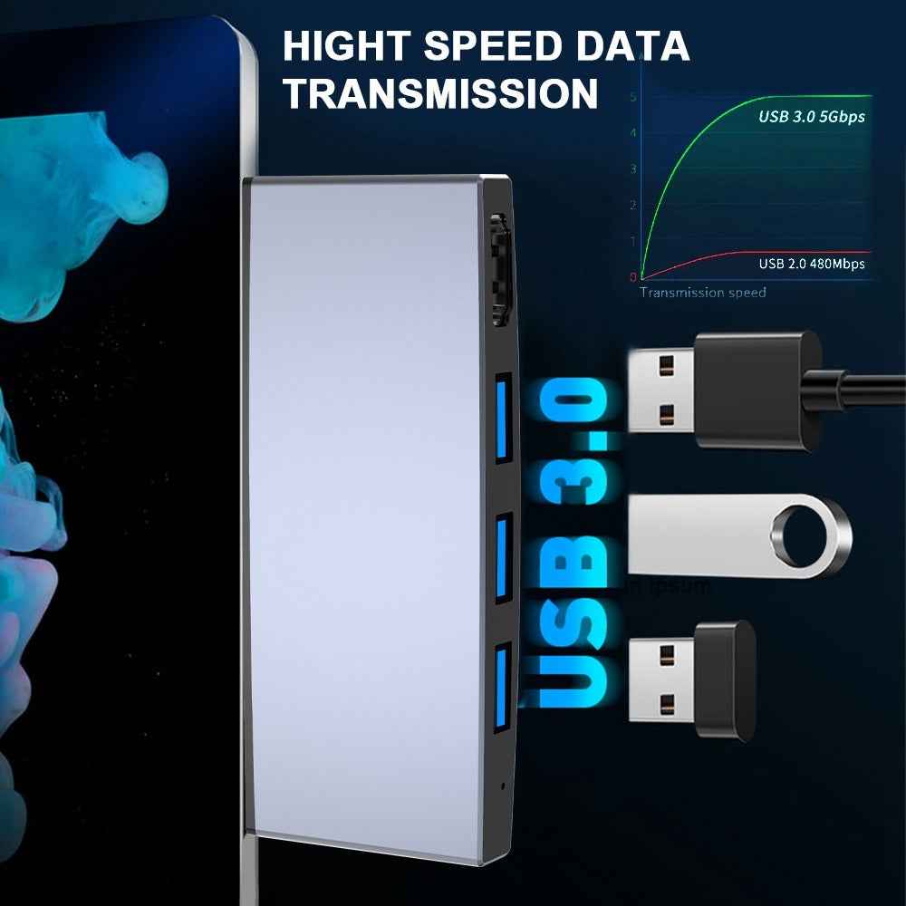 Rocketek-SUR758-6-in-1-USB-3.0-/-4K-HDMI-/-SD-/-TF-HUB-Adapter
