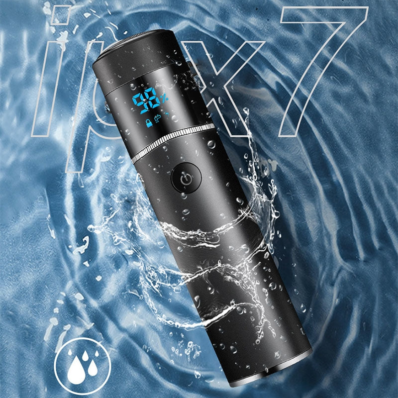 S-1090-IPX7-Waterproof-8D-Portable-LED-Digital-Display-Round-Electric-Shaver(Black)