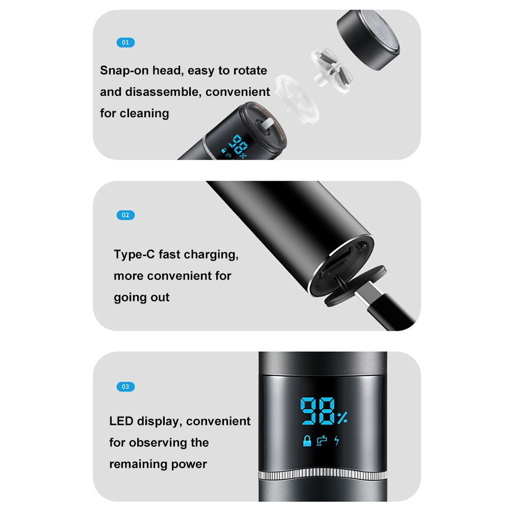 S-1090-IPX7-Waterproof-8D-Portable-LED-Digital-Display-Round-Electric-Shaver(Black)