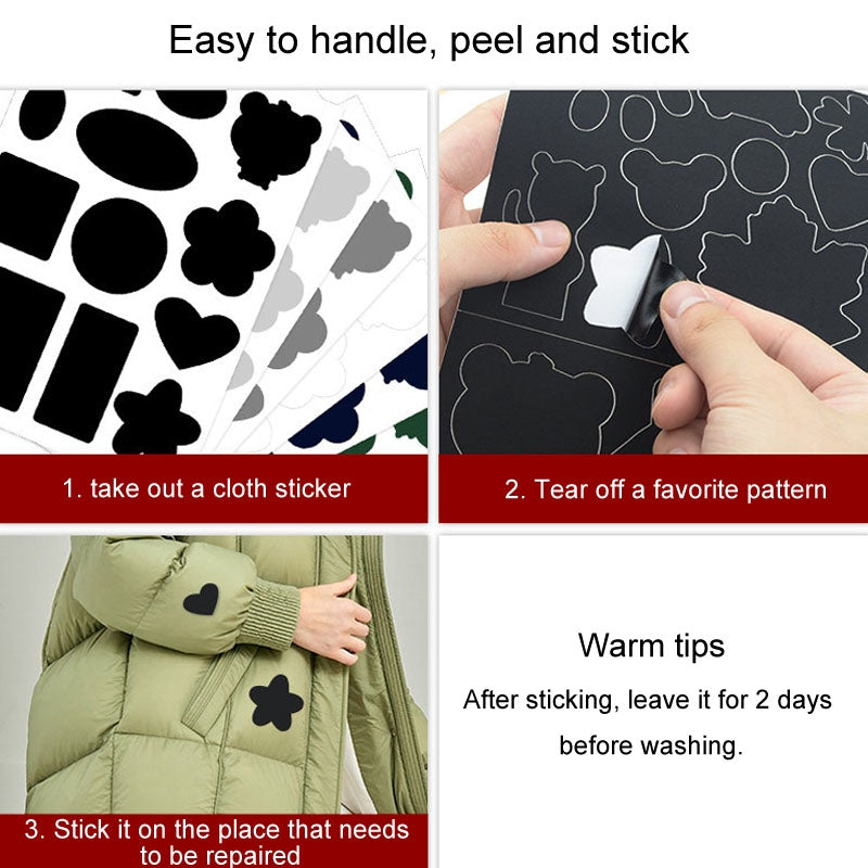 Self-Adhesive-Down-Jacket-Patch-Stickers-Nylon-Fabric-Stickers-Seamless-Clothes-Repair-Hole-Decals,-Style:-D-Model-No.-4