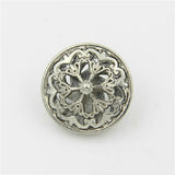 Silver-100-PCS-Hollow-Flower-Shape-Metal-Button-Clothing-Accessories,-Diameter:22mm