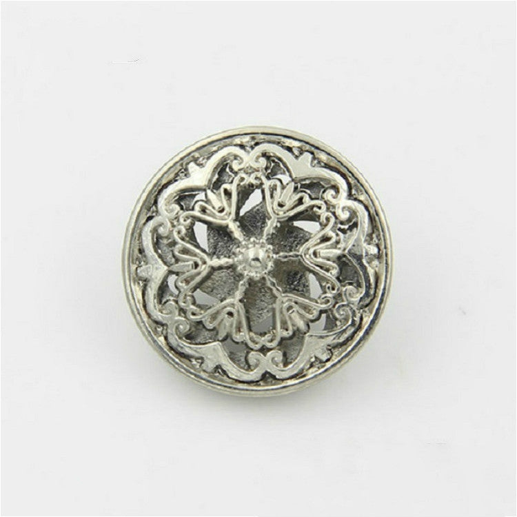 Silver-100-PCS-Hollow-Flower-Shape-Metal-Button-Clothing-Accessories,-Diameter:22mm