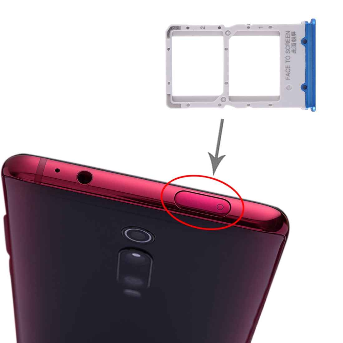 SIM-Card-Tray-+-SIM-Card-Tray-for-Xiaomi-Redmi-K20-/-K20-Pro-/-Mi-9T-/-Mi-9T-Pro(Blue)